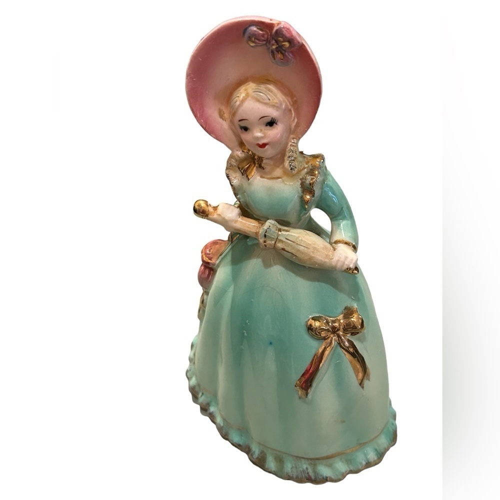 Vintage Figurine Girl in Green Dress Made in Japan